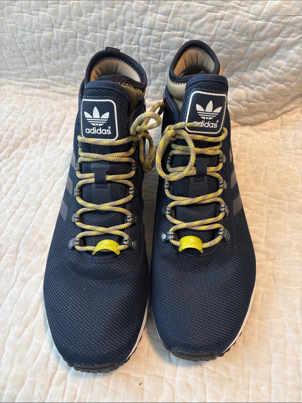 adidas Navy Athletic Shoes with Yellow Accents